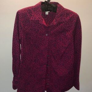 J. Crew Pink and Black Leopard-Print Button-Down Shirt